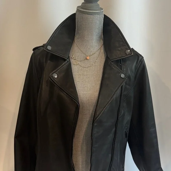 BADGLEY MISCHKA Women's Black Leather Jacket - Picture 15 of 15
